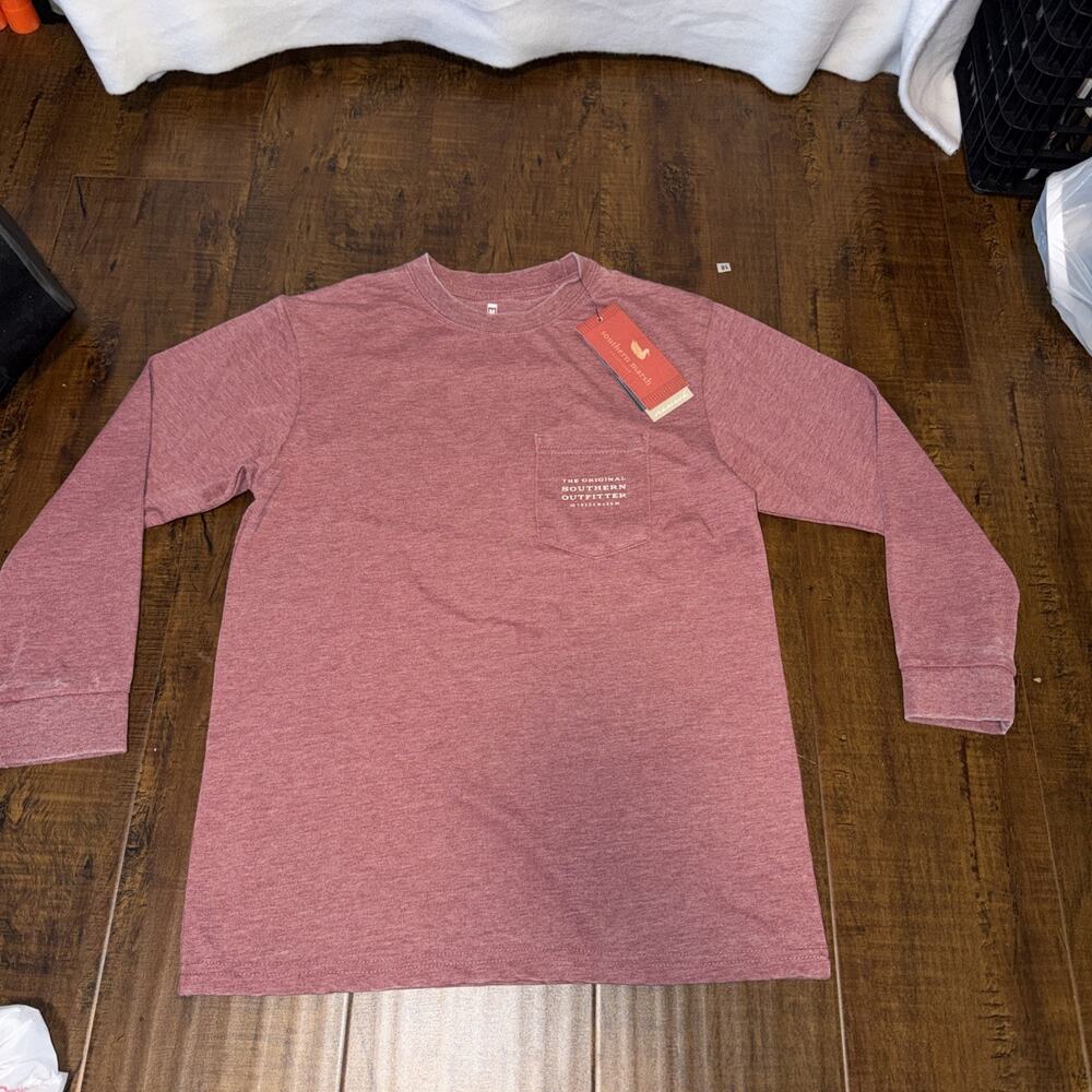 Southern Marsh Performance Long Sleeve T-shirt, Youth Medium Red Washed Out